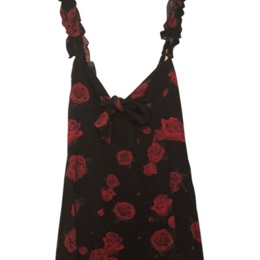 White Fox Boutique Black Dress Red Rose Size XS 0